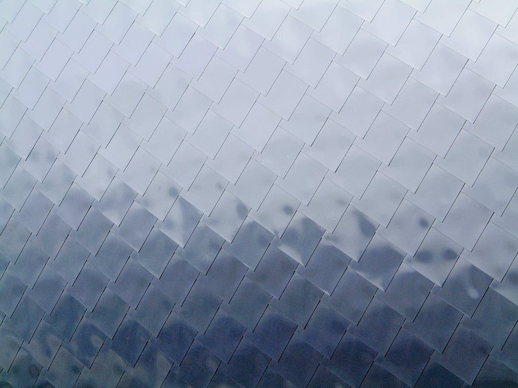 Detail of the Weatherhead School's metal patterned roof