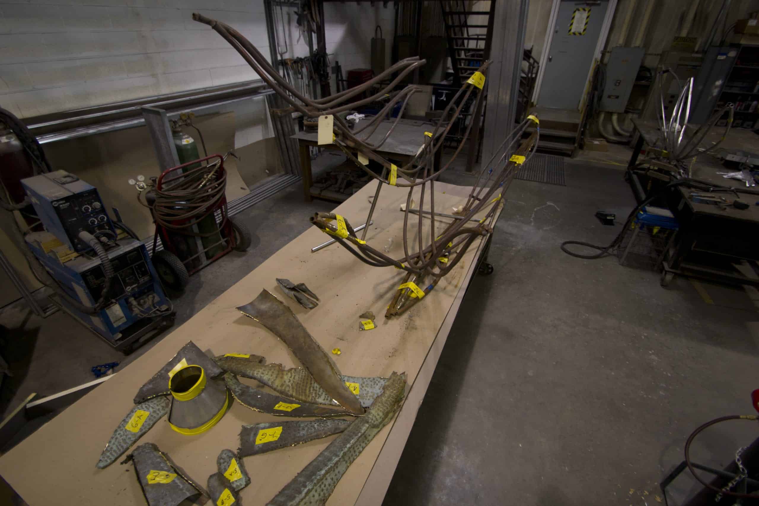 Original copper and steel parts for the <i>Birds in Flight</i> sculpture.