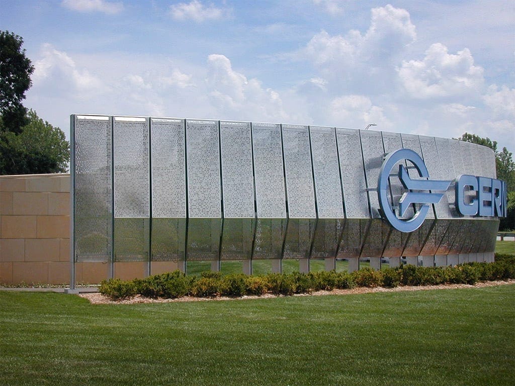 Cerner signage during fabrication at Zahner .