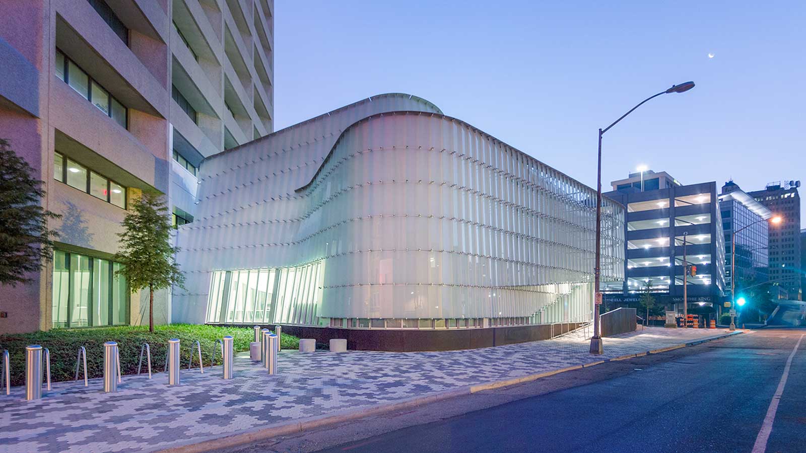 South view of the McCoy Federal Courthouse GSA in Jackson, Mississippi.