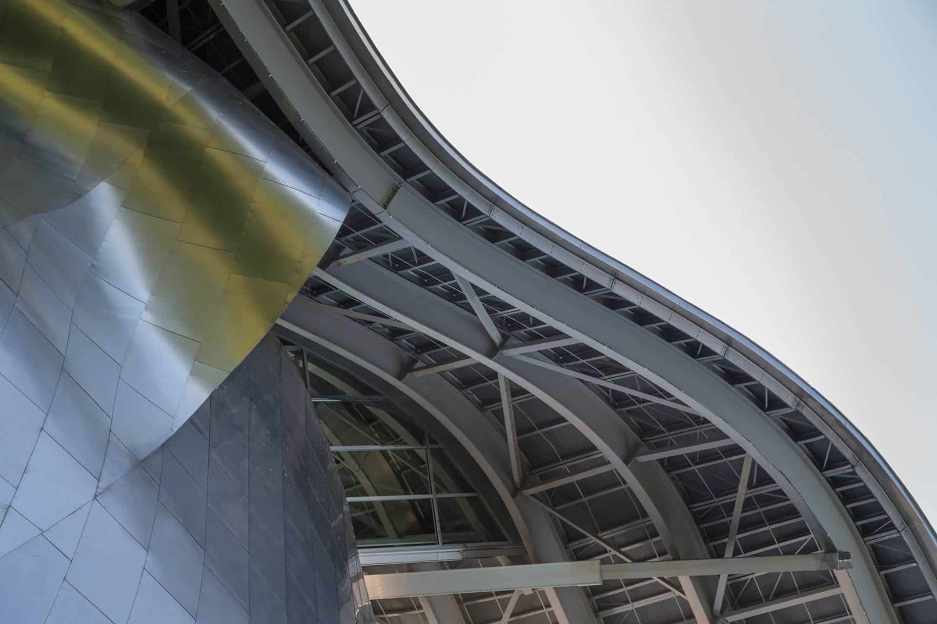 Detail of the Angel Hair Stainless Steel and structural steel for Fisher Center.