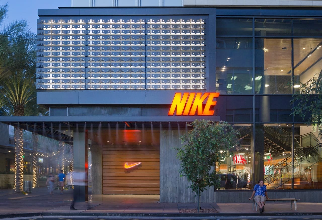 The Nike store in Scottsdale, Arizona. (Note the water misters used to cool visitors).