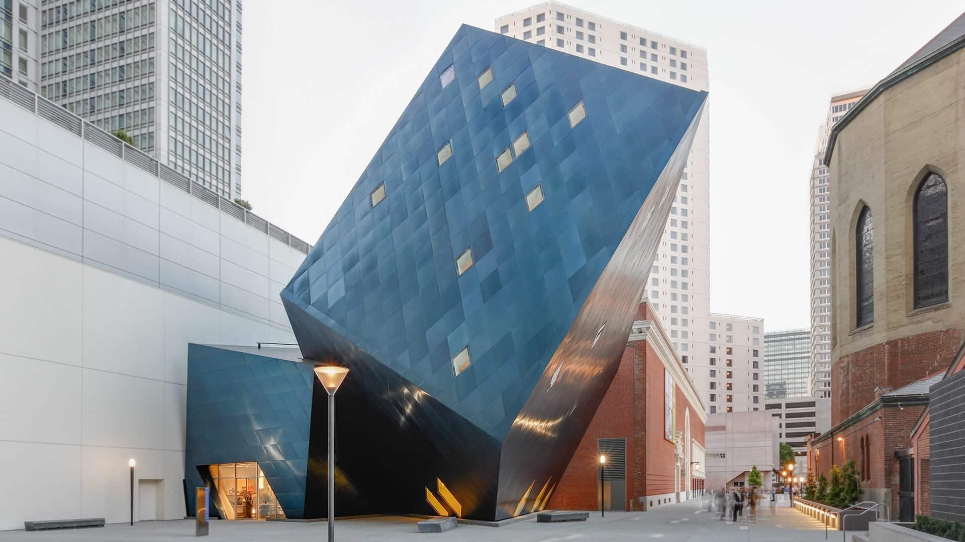 Detail of the blue panels on the Contemporary Jewish Museum.