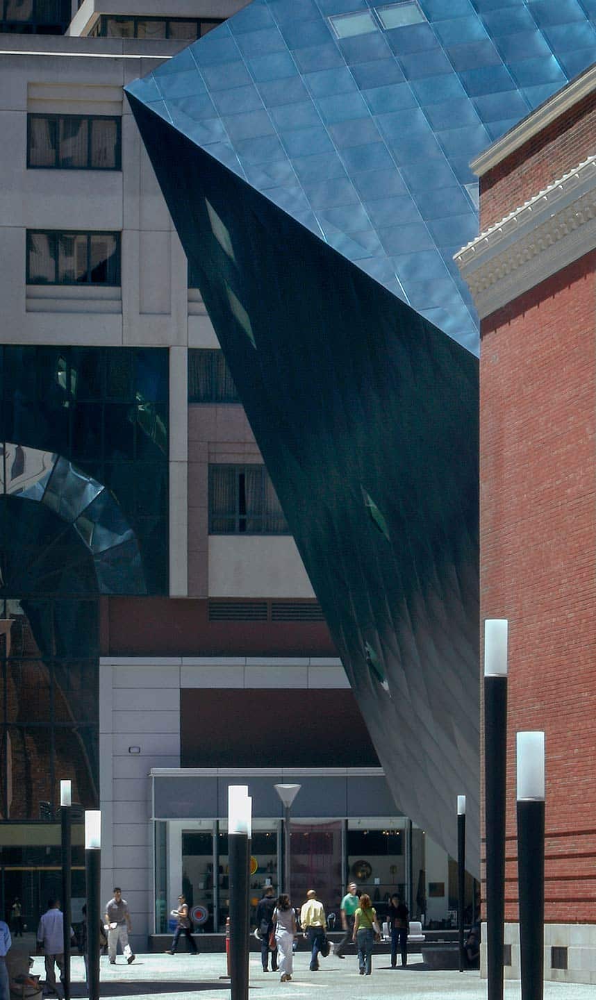 Cantilevered section of the Contemporary Jewish Museum in San Francisco.