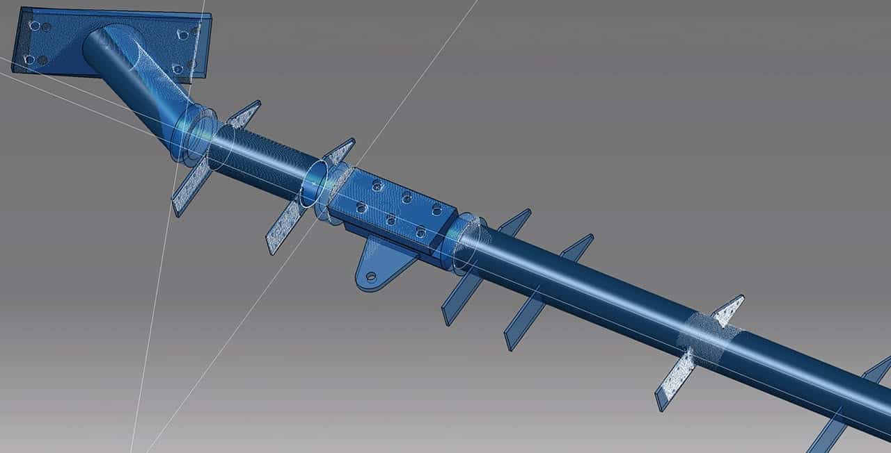 CAD Detail of the fabricated pipe understructure / Photograph of the cladding integrated with fabricated pipes.