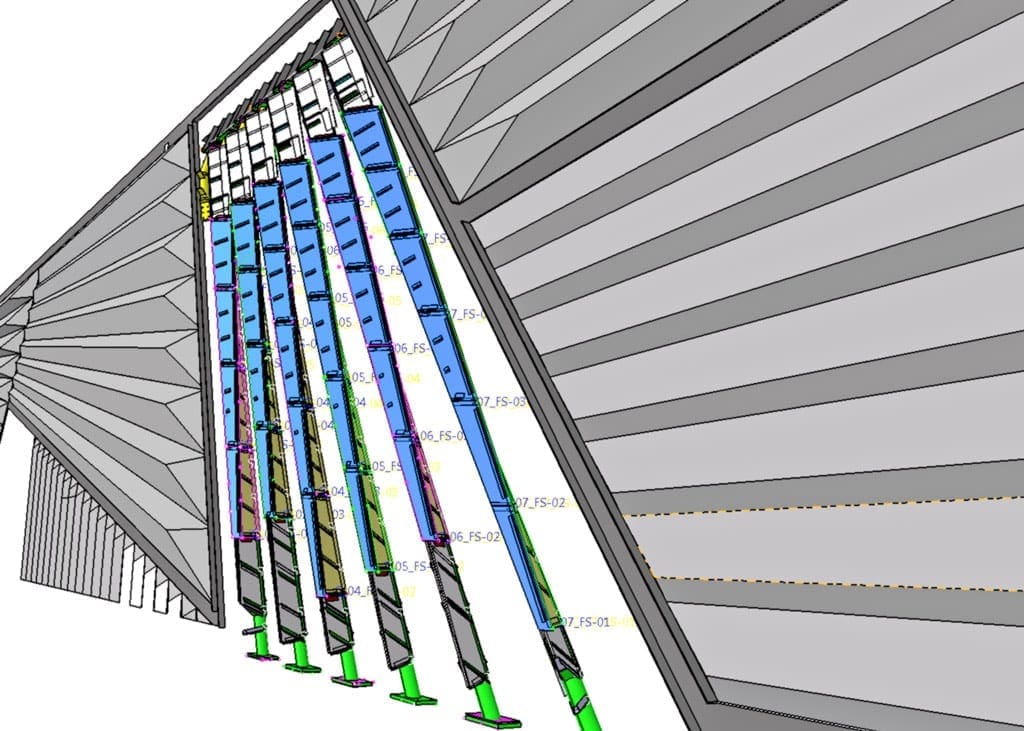 Aligned CAD view of the of the Broad Museum / Broad Museum during Installation.