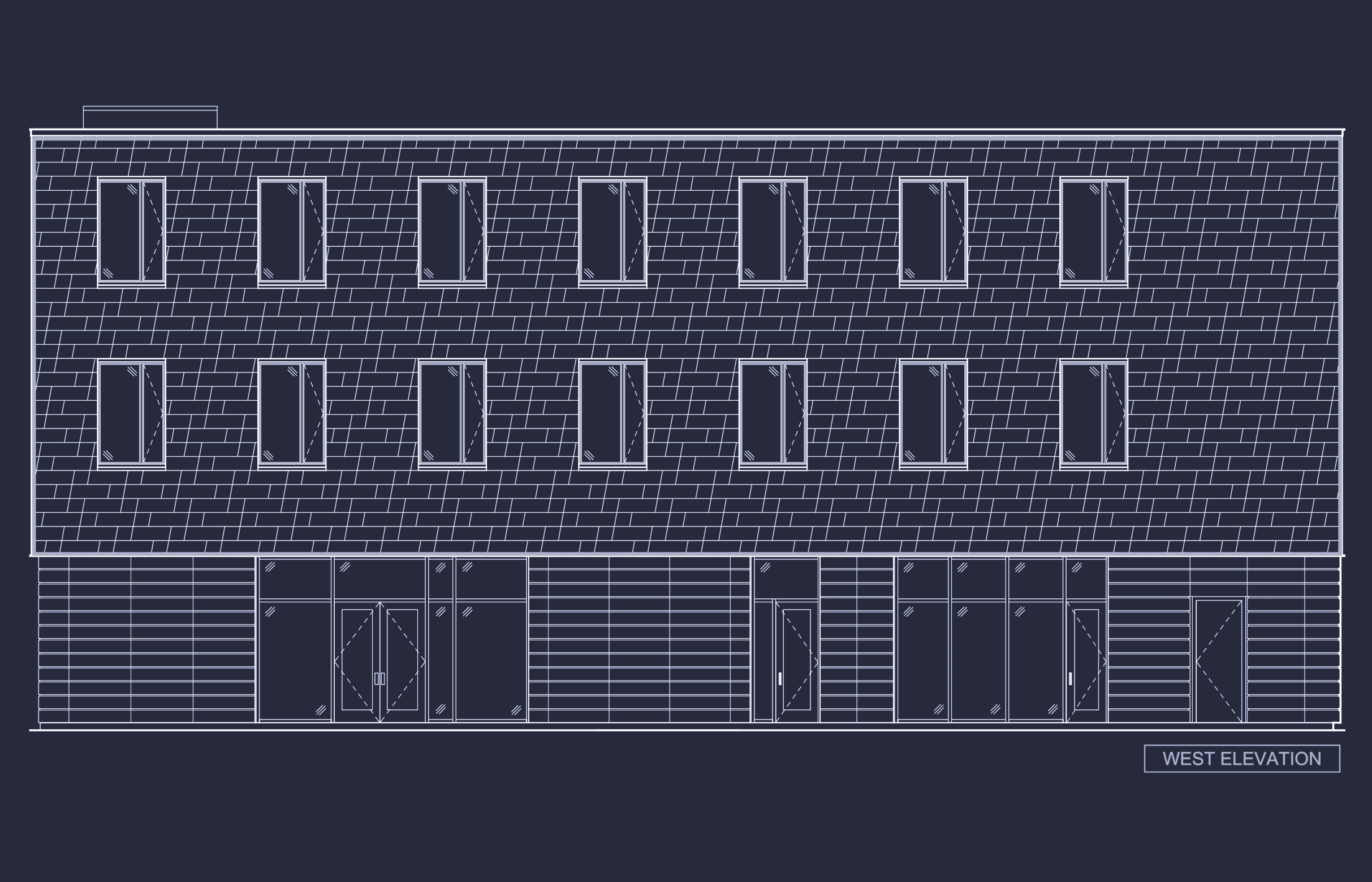 West elevation of the custom shingle layout for Brown Univeristy Applied Math Building.