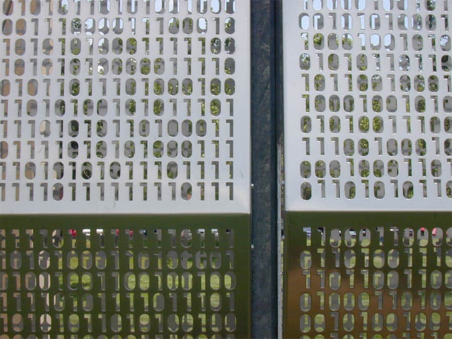 Detail of the Cerner World Headquarters signage wall.