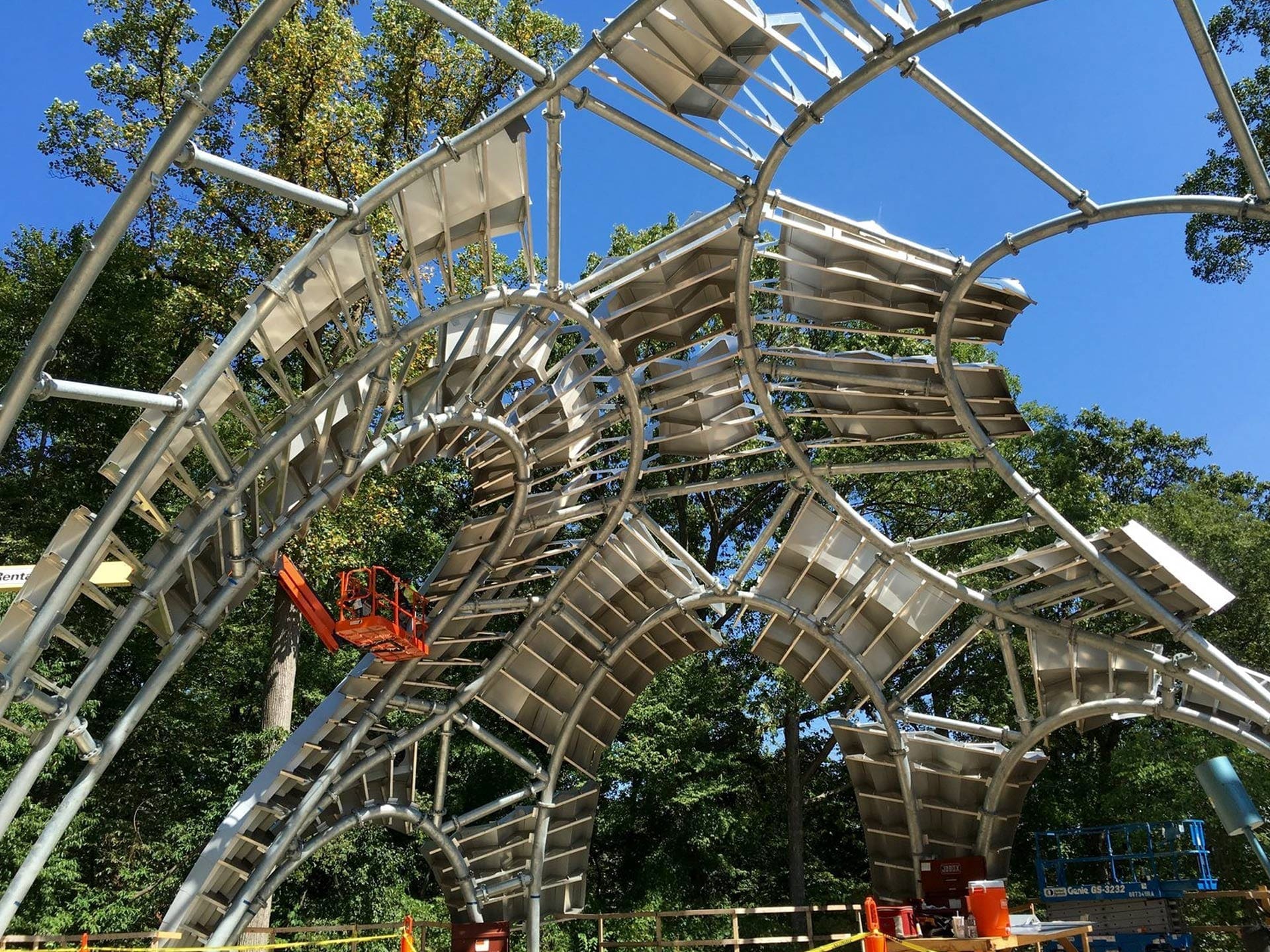 Structural system for The Chrysalis during construction.