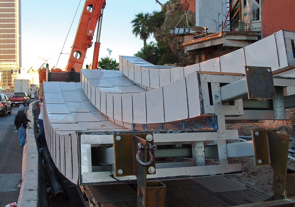 The Treasure Island panels arrive at the job site in Las Vegas.