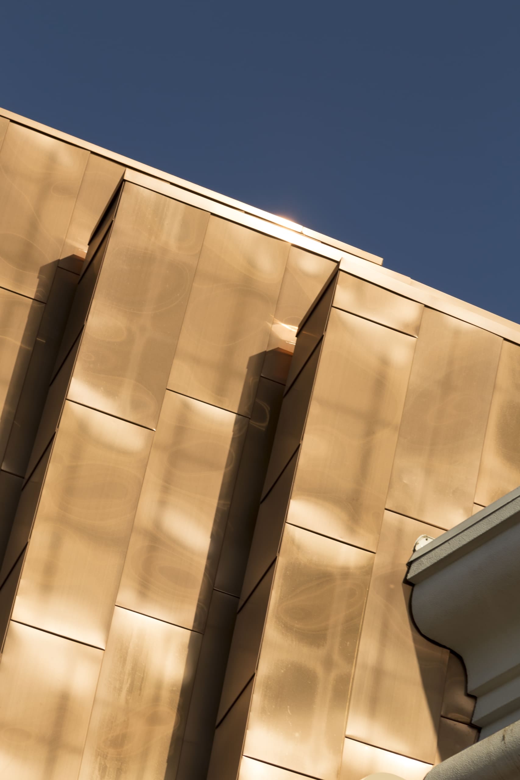 Copper-color titanium-coated stainless steel used on the Treasure Island casino in Las Vegas.