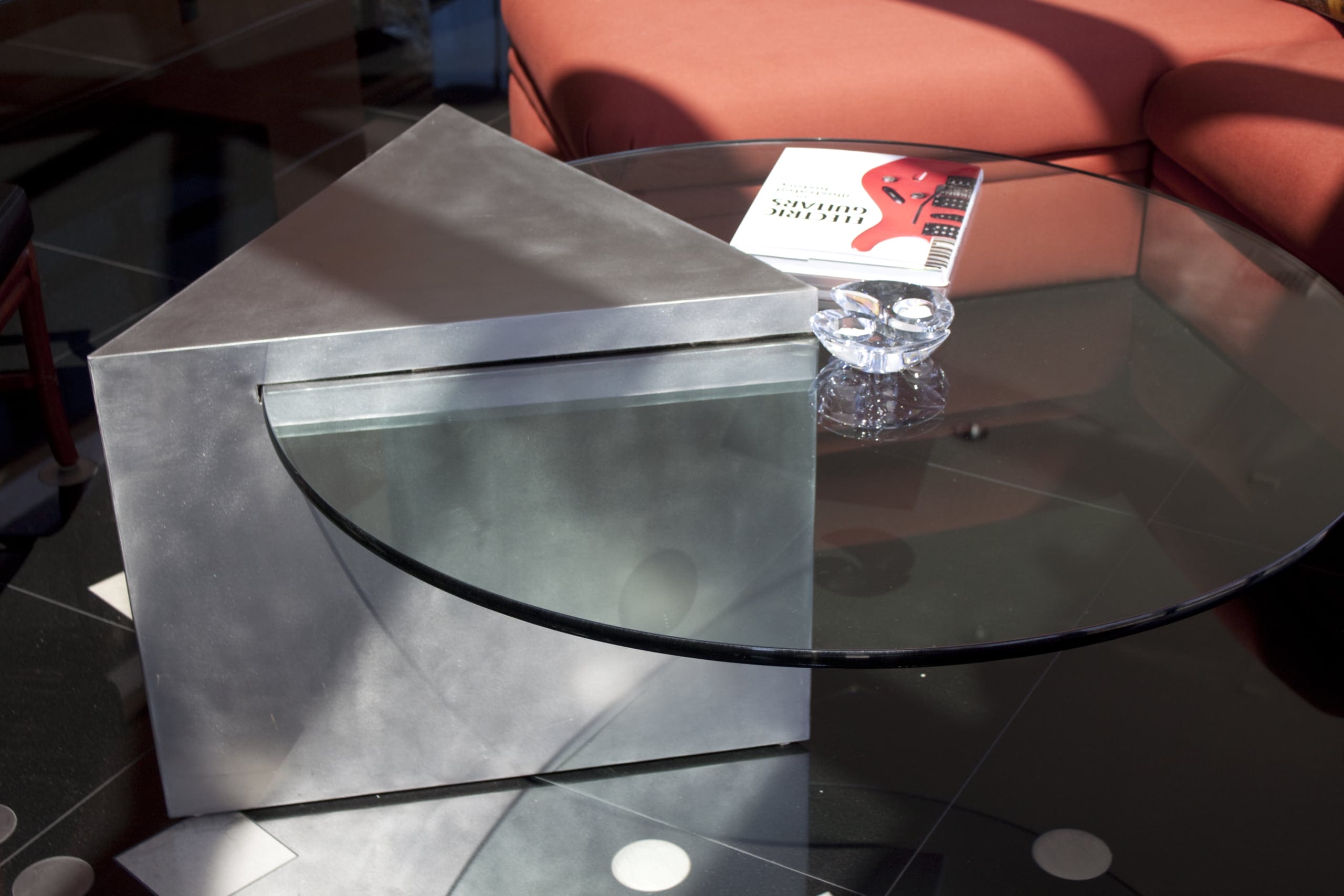 Custom metal and glass table for the Gaines Residence