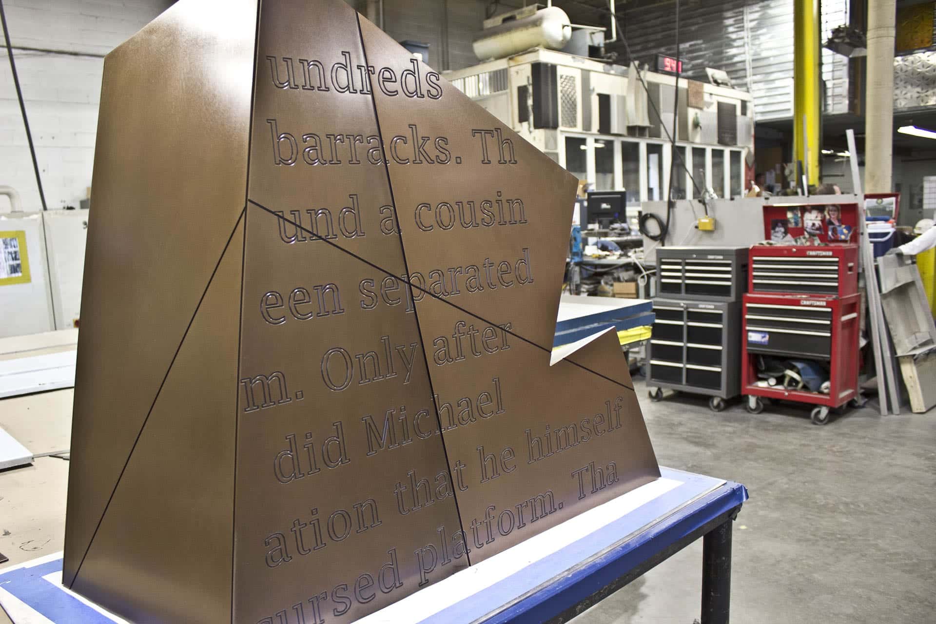 Detail of the mockup for the Ohio Statehouse Holocaust Memorial