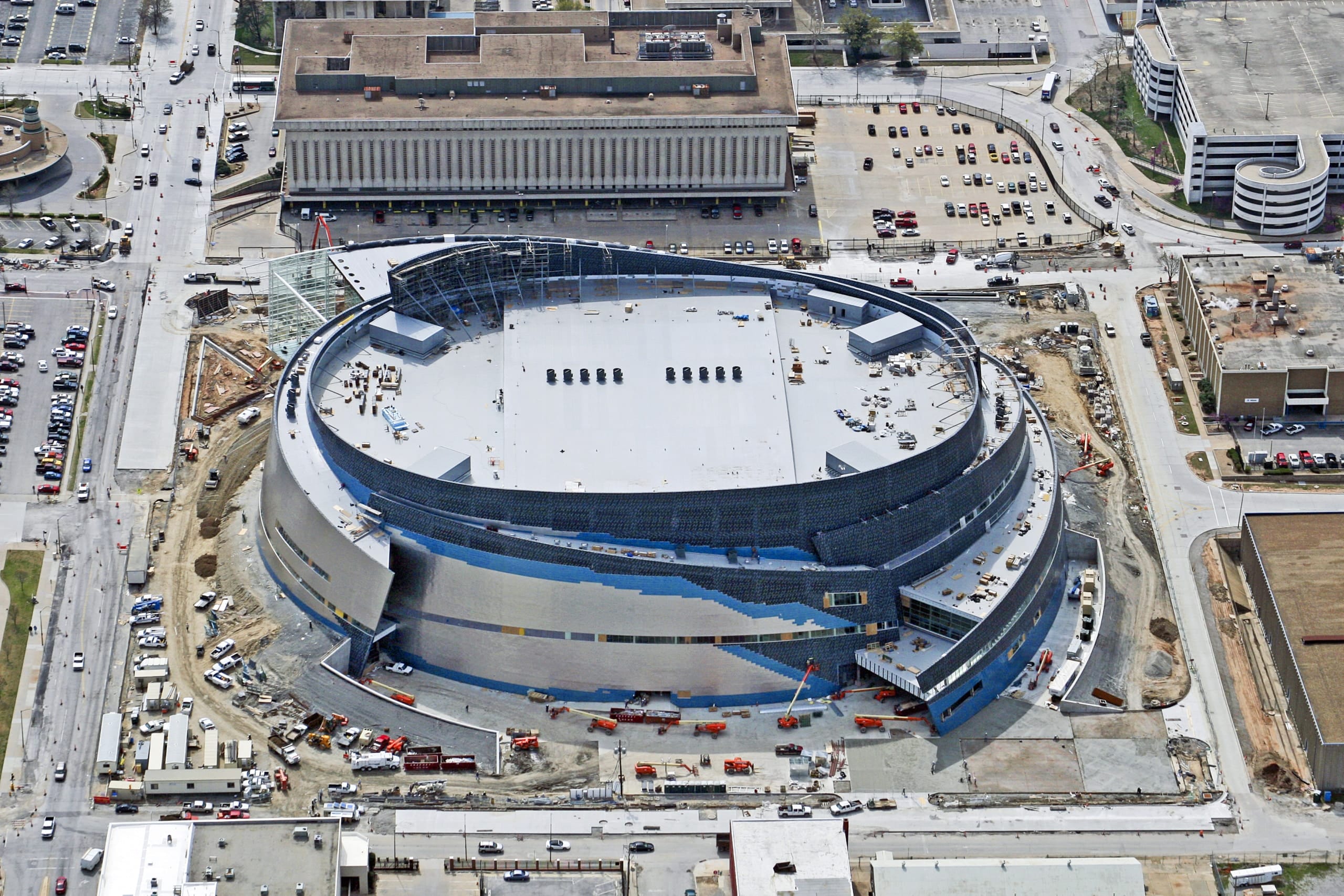 Photograph of BOK Center during construction.