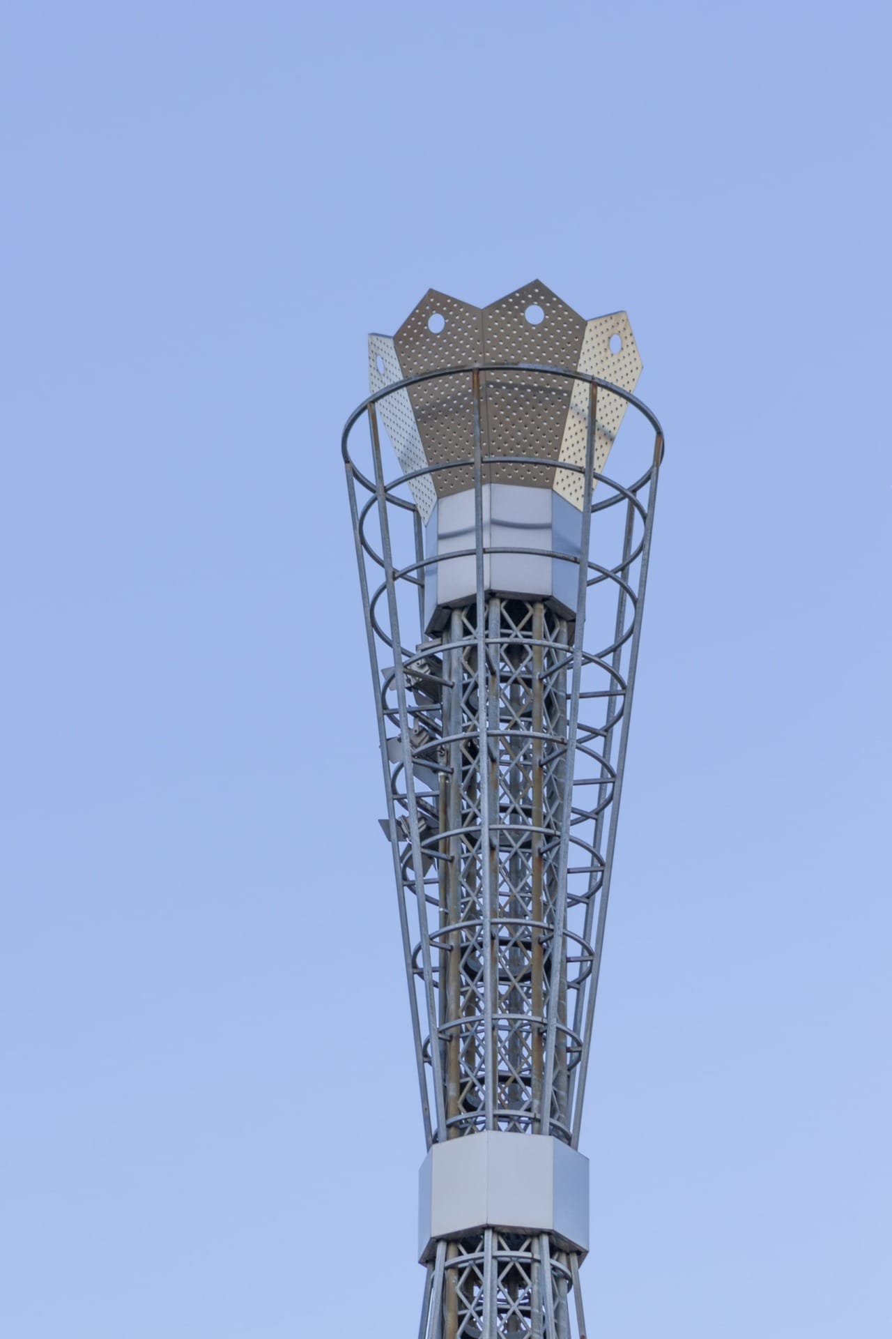 Stainless steel crown at the Sport Stacks artwork by R.M. Fischer