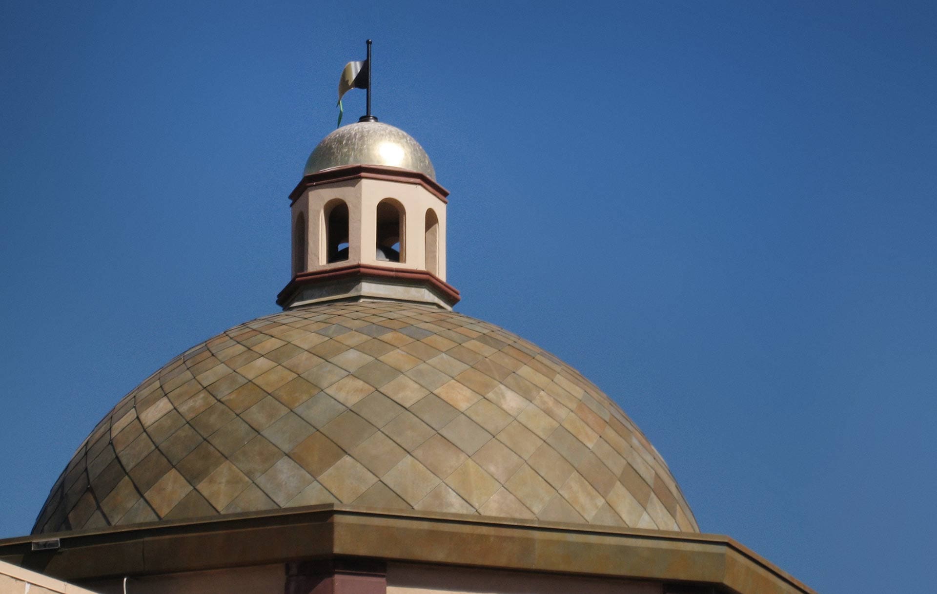 Roano Zinc patina featured as part of the Dome on the Plaza.