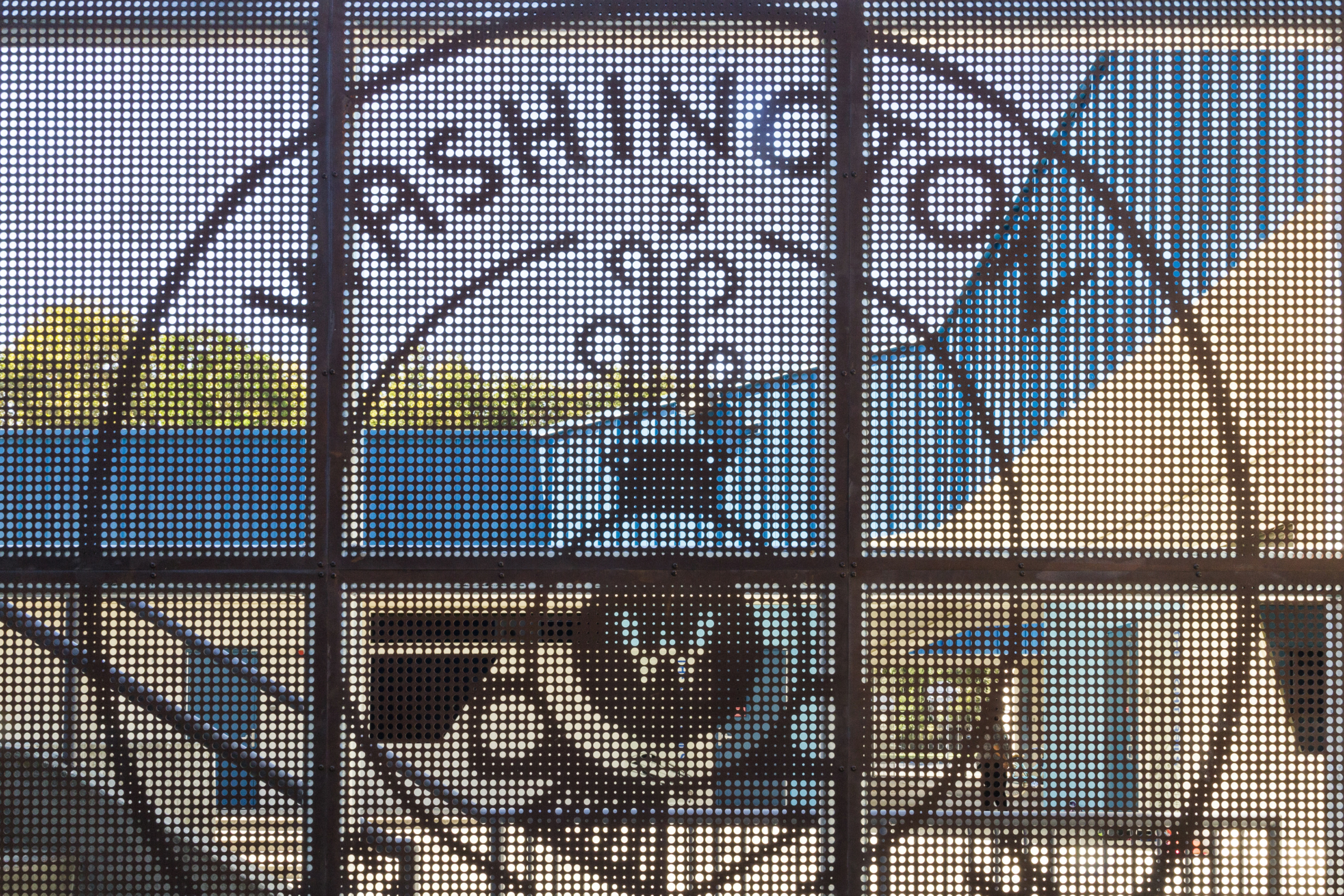 Detail of the logo screenwall for the Washington Elementary in Sacramento.