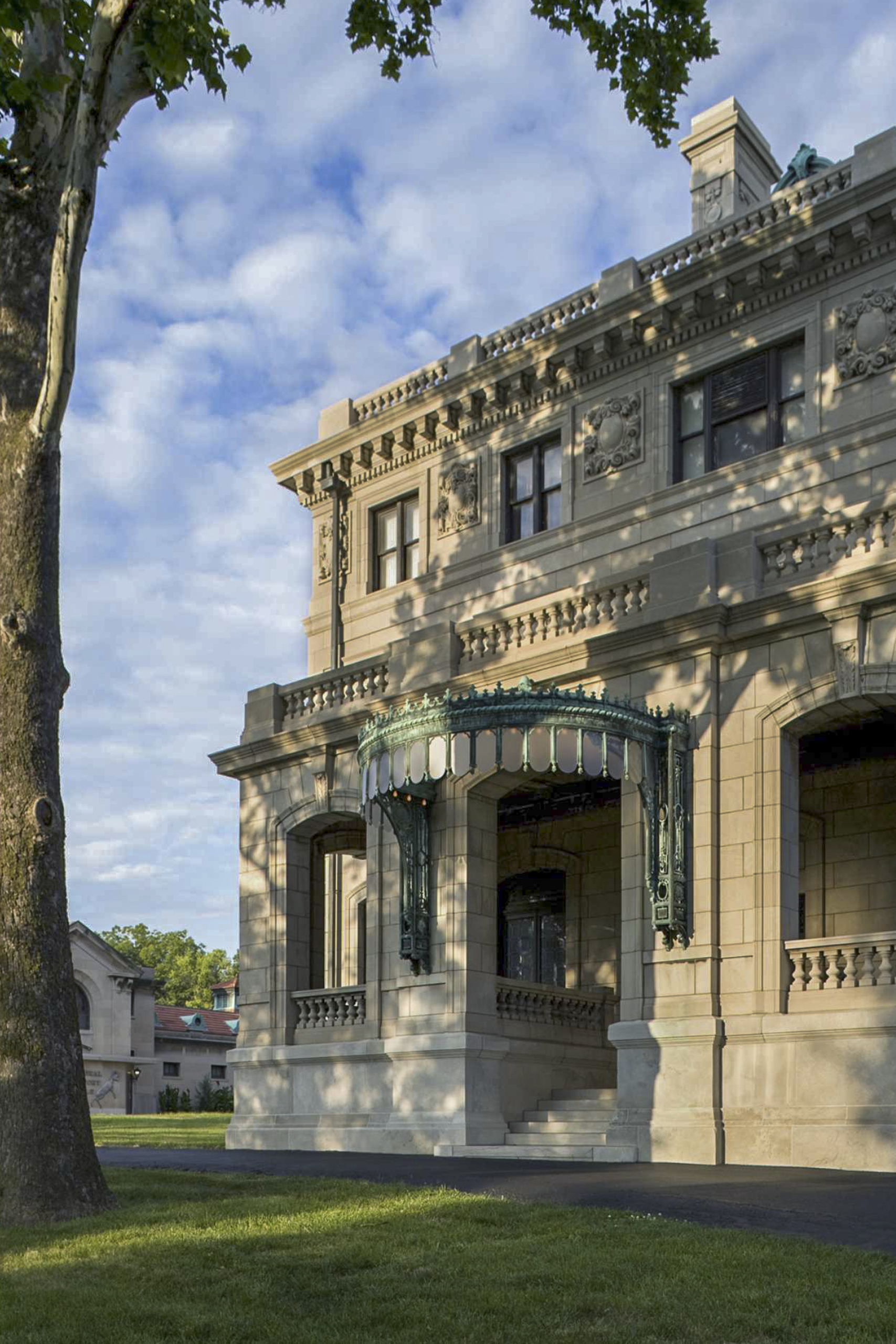 Historic restoration of the Corinthian Hall porte cochère.