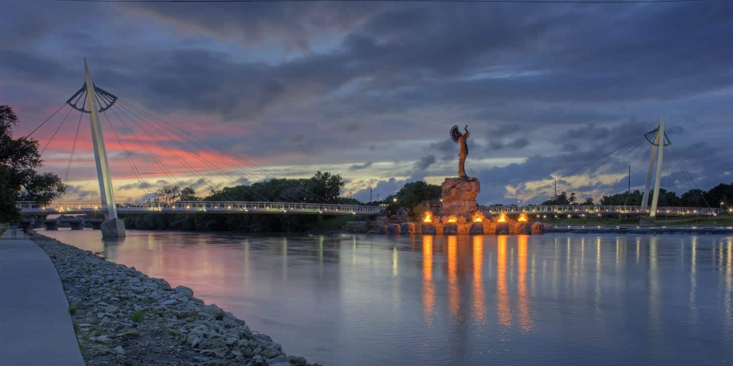 Keeper of the Plains Bridge in Wichita, Kansas.