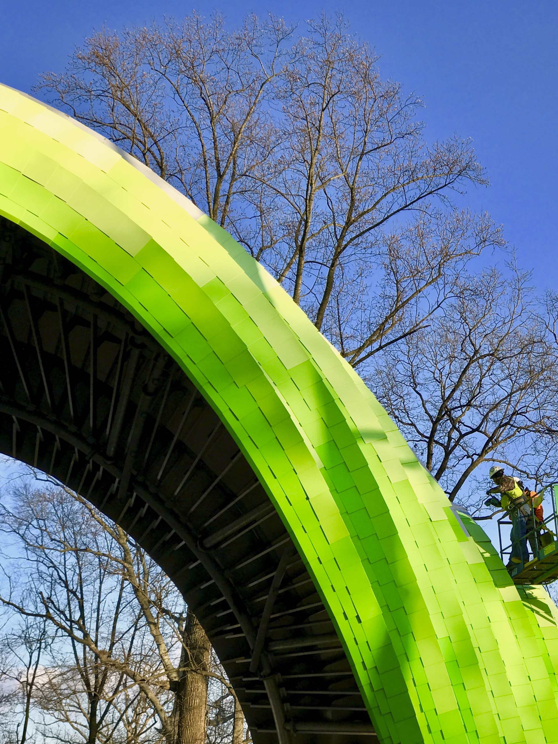 Installers at The Chrysalis in Columbia, Maryland.