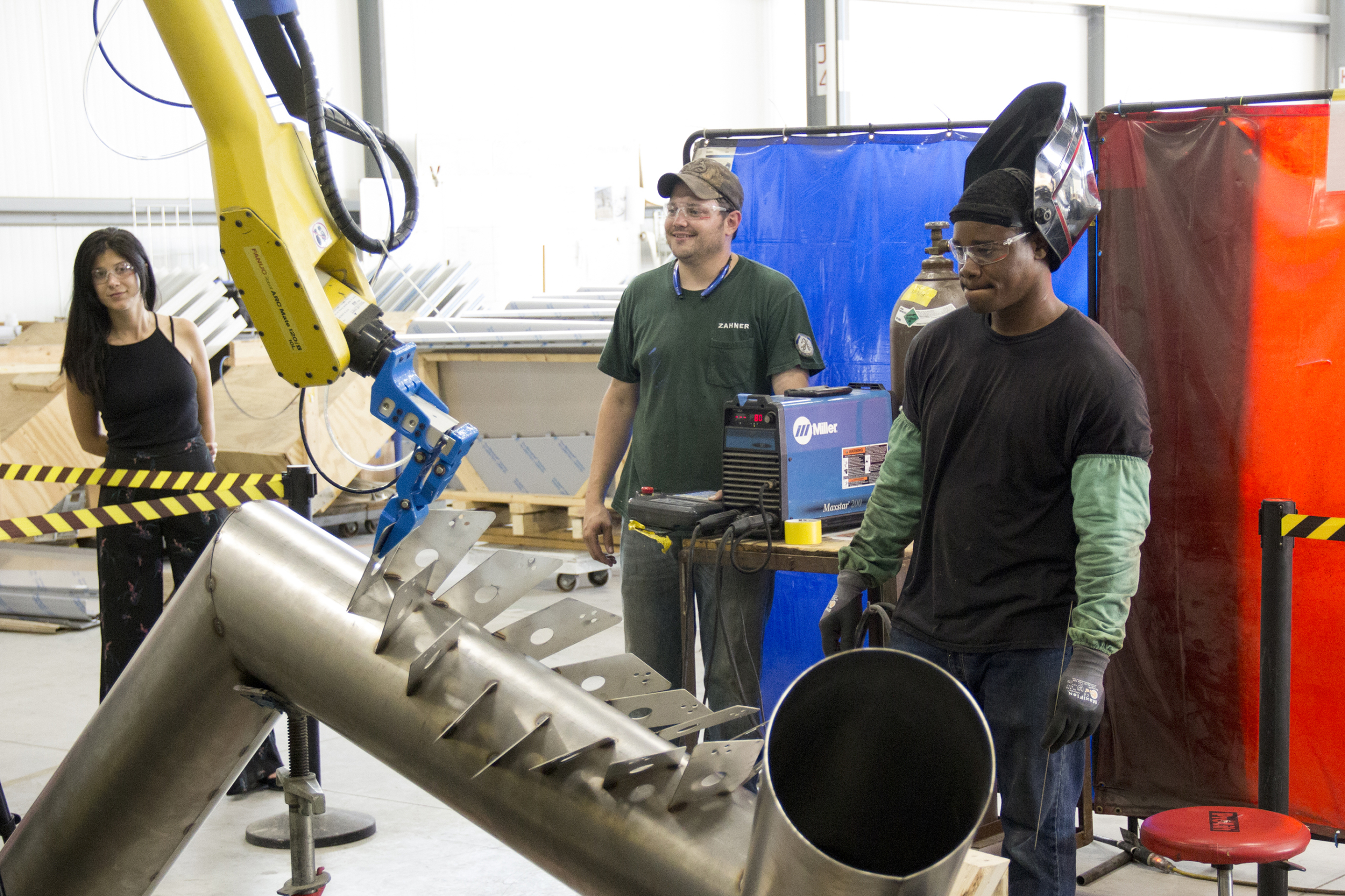 Left: Pictured left to right: Burcin Nalinci, Caleb Phillips, Kedric Rowe. Right: Workflow Sequence